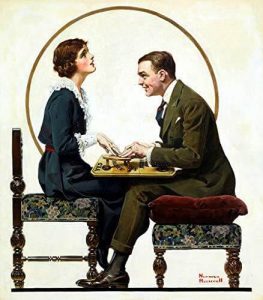 Para grająca w ouija - Norman Rockwell 1920 rok
